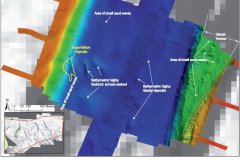 An annotated bathymetry data image of the Silver Pit